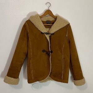 CHELSEA & THEODORE FAUX FUR Cognac Brown COAT JACKET - Size Medium